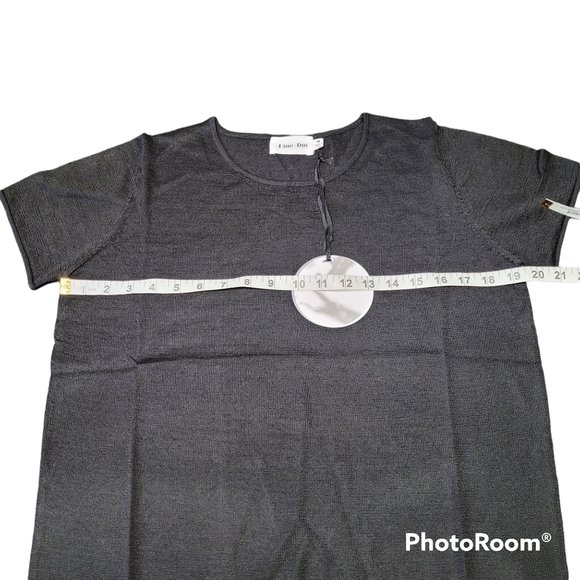 Line & Dot Black Wool Blend Sheer Sweater Knit Short Sleeve Top Size Medium NWT - Picture 7 of 9